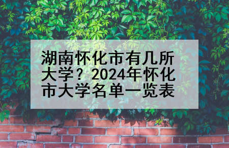 湖南怀化市有几所大学？2024年怀化市大学名单一览表