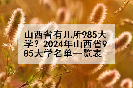 山西省有几所985大学？2024年山西省985大学名单一览表