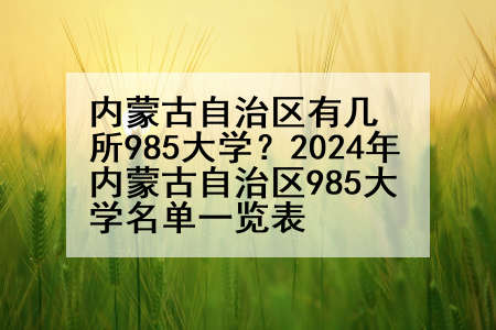 内蒙古自治区有几所985大学？2024年内蒙古自治区985大学名单一览表