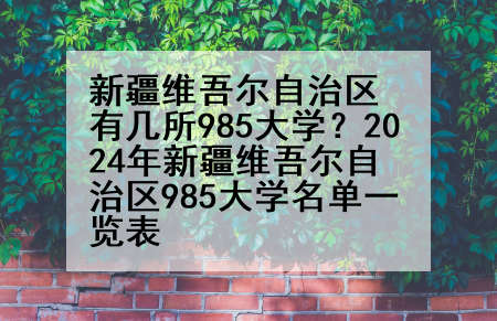 新疆维吾尔自治区有几所985大学？2024年新疆维吾尔自治区985大学名单一览表