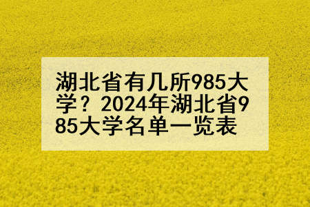 湖北省有几所985大学？2024年湖北省985大学名单一览表