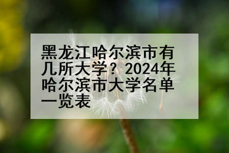 黑龙江哈尔滨市有几所大学？2024年哈尔滨市大学名单一览表