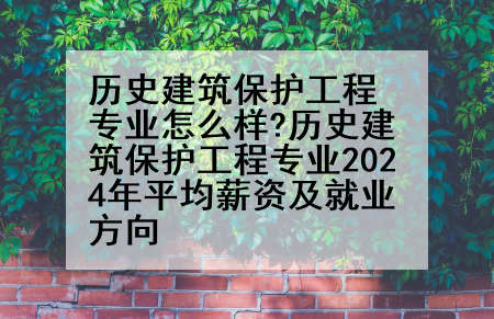历史建筑保护工程专业怎么样?历史建筑保护工程专业2024年平均薪资及就业方向