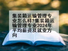 集装箱运输管理专业怎么样?集装箱运输管理专业2024年平均薪资及就业方向