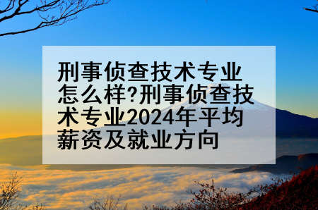 刑事侦查技术专业怎么样?刑事侦查技术专业2024年平均薪资及就业方向