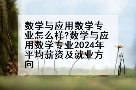 数学与应用数学专业怎么样?数学与应用数学专业2024年平均薪资及就业方向