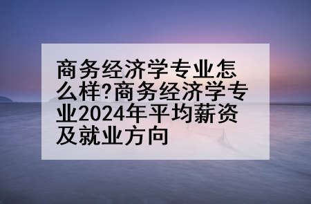 商务经济学专业怎么样?商务经济学专业2024年平均薪资及就业方向
