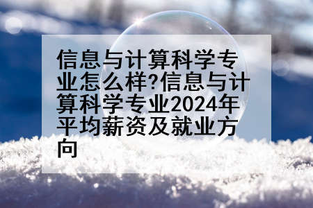 信息与计算科学专业怎么样?信息与计算科学专业2024年平均薪资及就业方向