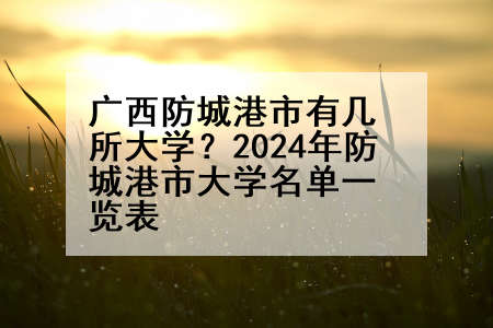 广西防城港市有几所大学？2024年防城港市大学名单一览表