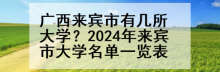 广西来宾市有几所大学？2024年来宾市大学名单一览表