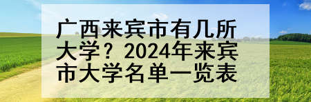 广西来宾市有几所大学？2024年来宾市大学名单一览表