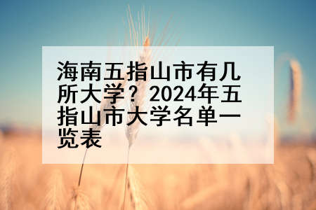 海南五指山市有几所大学？2024年五指山市大学名单一览表