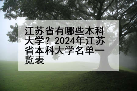 江苏省有哪些本科大学？2024年江苏省本科大学名单一览表