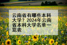 云南省有哪些本科大学？2024年云南省本科大学名单一览表