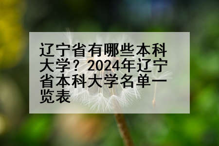 辽宁省有哪些本科大学？2024年辽宁省本科大学名单一览表