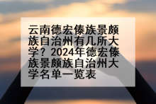 云南德宏傣族景颇族自治州有几所大学？2024年德宏傣族景颇族自治州大学名单一览表