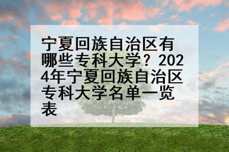 宁夏回族自治区有哪些专科大学？2024年宁夏回族自治区专科大学名单一览表