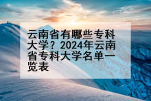云南省有哪些专科大学？2024年云南省专科大学名单一览表