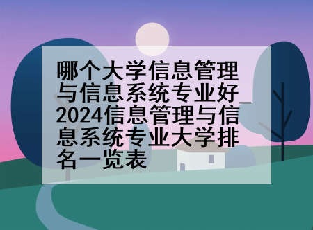 哪个大学信息管理与信息系统专业好_2024信息管理与信息系统专业大学排名一览表