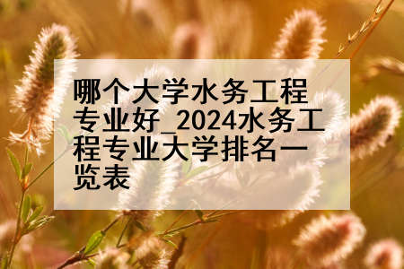 哪个大学水务工程专业好_2024水务工程专业大学排名一览表