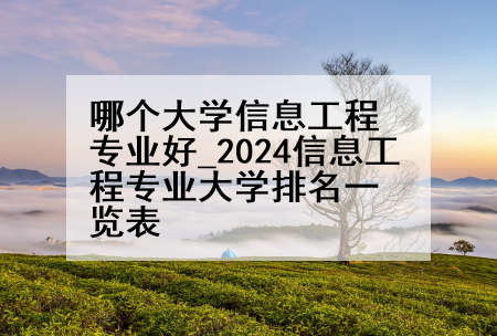 哪个大学信息工程专业好_2024信息工程专业大学排名一览表