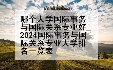 哪个大学国际事务与国际关系专业好_2024国际事务与国际关系专业大学排名一览表