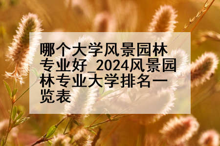 哪个大学风景园林专业好_2024风景园林专业大学排名一览表
