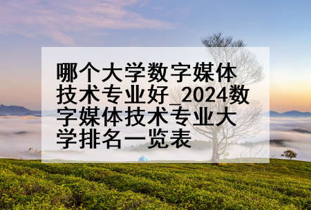 哪个大学数字媒体技术专业好_2024数字媒体技术专业大学排名一览表