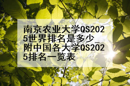 南京农业大学QS2025世界排名是多少_附中国各大学QS2025排名一览表