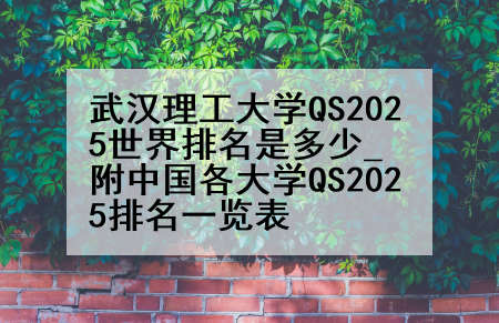 武汉理工大学QS2025世界排名是多少_附中国各大学QS2025排名一览表