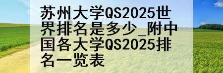 苏州大学QS2025世界排名是多少_附中国各大学QS2025排名一览表