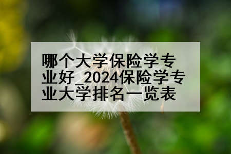 哪个大学保险学专业好_2024保险学专业大学排名一览表