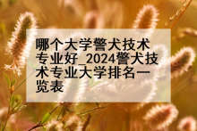 哪个大学警犬技术专业好_2024警犬技术专业大学排名一览表