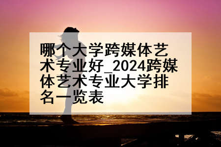 哪个大学跨媒体艺术专业好_2024跨媒体艺术专业大学排名一览表