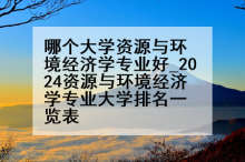 哪个大学资源与环境经济学专业好_2024资源与环境经济学专业大学排名一览表