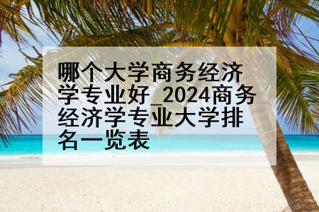 哪个大学商务经济学专业好_2024商务经济学专业大学排名一览表