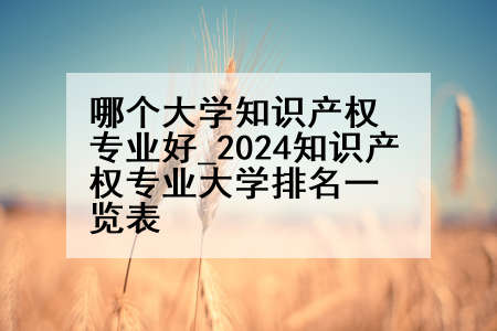 哪个大学知识产权专业好_2024知识产权专业大学排名一览表