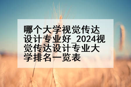 哪个大学视觉传达设计专业好_2024视觉传达设计专业大学排名一览表