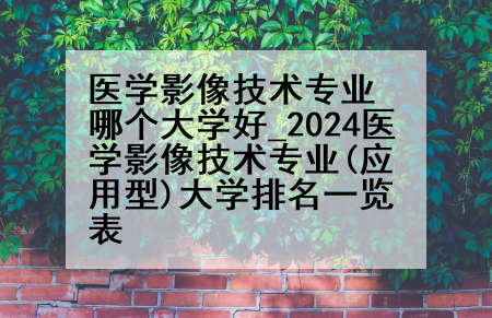 医学影像技术专业哪个大学好_2024医学影像技术专业(应用型)大学排名一览表