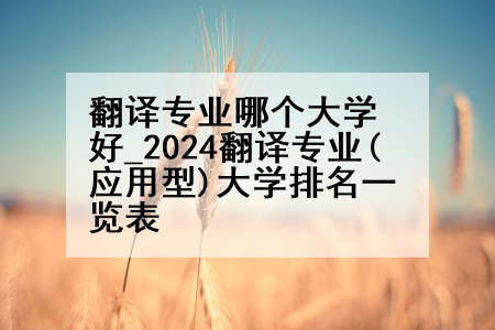 翻译专业哪个大学好_2024翻译专业(应用型)大学排名一览表