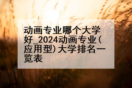 动画专业哪个大学好_2024动画专业(应用型)大学排名一览表
